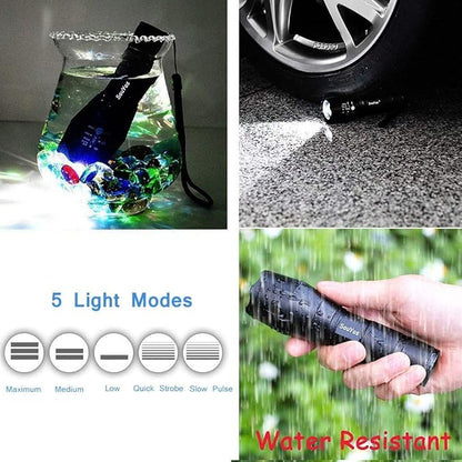 Military Grade Flashlight 2000 Lumen 5 Modes Water Resistant LED Tactical Torch Flash Light, 4 Pack