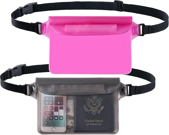 CADONO 2-Pack Waterproof Pouch with Adjustable Waist Strap | Screen Touch Sensitive Dry Bag, Keep Your Phone and Valuables Dry, Perfect for Swimming Kayaking Boating Fishing Beach Diving