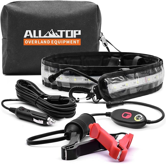 ALL-TOP Flexible Camping Light Strip with Mounting Jacket - 1300 Lumen - (White/Amber) - IP67 Dual-Protection Water Resistance - RV Camping, Overland, Awning Light and Boating