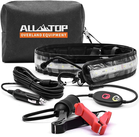 ALL-TOP Flexible Camping Light Strip with Mounting Jacket - 1300 Lumen - (White/Amber) - IP67 Dual-Protection Water Resistance - RV Camping, Overland, Awning Light and Boating