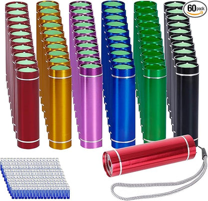 KunHe Pack 60 Small Mini Flashlight Bulk Flashlights Aluminum LED Handheld Flash Light with Batteries Cheap Flashlights for Kids Camping Party Favors Halloween Christmas Gift Socking Stuffers