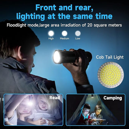 Rechargeable High Lumens, Super Bright Flashlights with COB Work Light, High Powered, Powerful Handheld Led Tactical Flashlights for Emergencies Camping Hiking,120000 Lumens