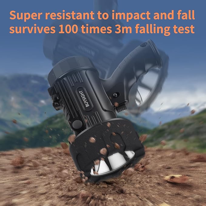 BUYSIGHT Rechargeable Spotlight Flashlight,1000,000 lumens Hand held Spotlight Waterproof Flashlight Hunting floodlight with red Filter (Graphite Black-COB)