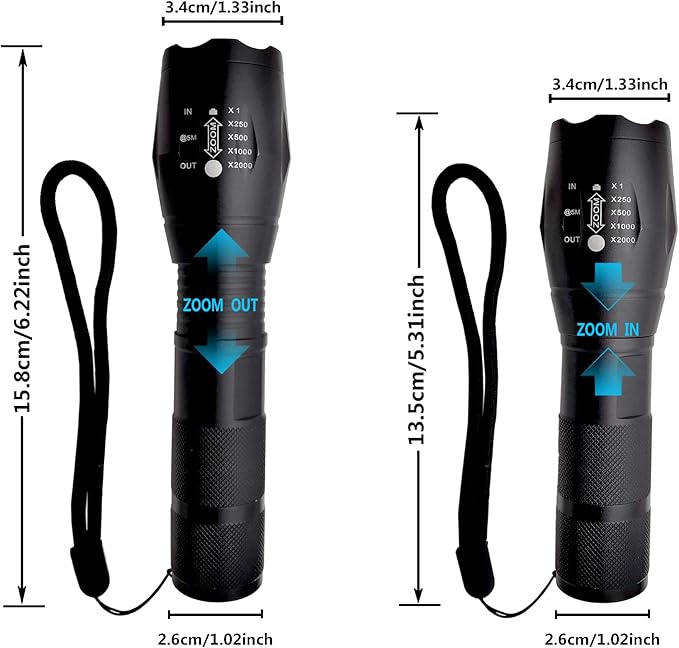 LED Flashlight Bright Tactical Flashlight Zoomable 5 Modes for Emergency Camping Outdoor Use
