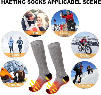 Electric Heated Socks, Upgraded Winter Rechargeable Washable Battery Heat Socks Men Women Thermal Warming Socks for Outdoor Hiking Camping Skiing Fishing Hunting Mountaineering