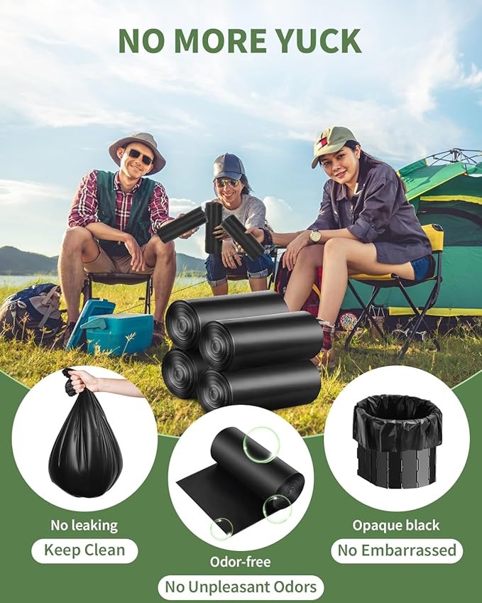 50 Portable Toilet Bags, Thick Biodegradable Camping Toilet Bags for Portable Potty, 8 Gal Compost Toilet Waste Bags Potty Bags for 5 Gallon Bucket Toilet Seat Adults Outdoor, 1.1 Mil