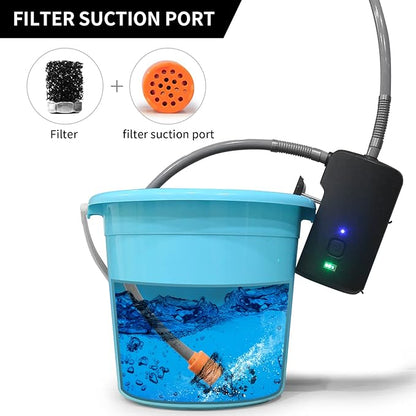 Portable Outdoor Shower, 4400 mAh Removable Rechargeable Battery, with LED Light, Battery Powered Shower Pump+Collapsible Bucket, Suitable for Hiking/Backpacking, Camping, Travel, Beach, Pet