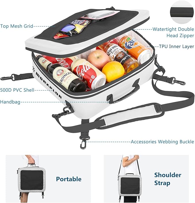 Waterproof PVC Paddleboard Cooler Deck Bag - 12 Can Soft Insulated Cooler for Paddleboarding, Camping, Kayaking