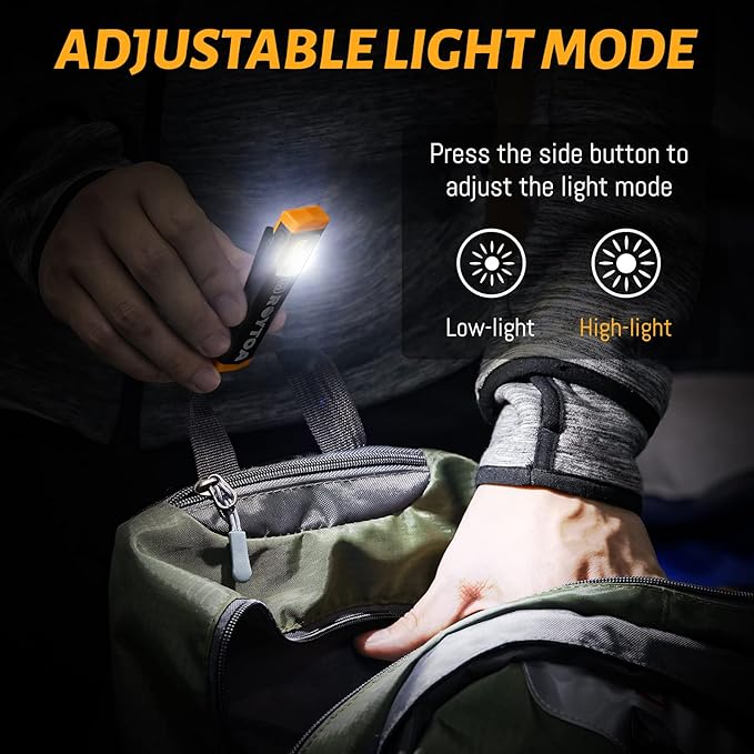 Mini Flashlight, Rechargeable Flashlights 300 Lumens Pocket EDC Flashlight with Magnetic Base Small Handheld Flashlight with Clip for Camping, Outdoor, Emergency
