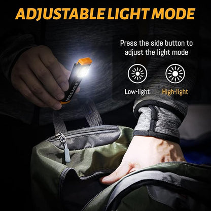 Mini Flashlight, Rechargeable Flashlights 300 Lumens Pocket EDC Flashlight with Magnetic Base Small Handheld Flashlight with Clip for Camping, Outdoor, Emergency