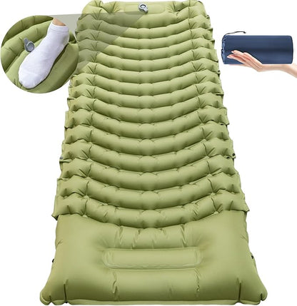 Sleeping Pad for Camping, Self Inflating Sleeping Pad Extra Thick Sleeping Mat with Pillow Built-in Foot Pump, Ultralight Inflatable Sleeping Pads Connectable Air Mattress for Backpacking