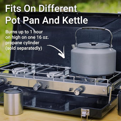 3-Burner Propane Camping Stove 19800 BTUs, Portable Camp Stove with 3 Adjustable Burners, Portable Camping Grill, Built-in Carrying Handle For for Car Camping BBQ Picnics Cooking