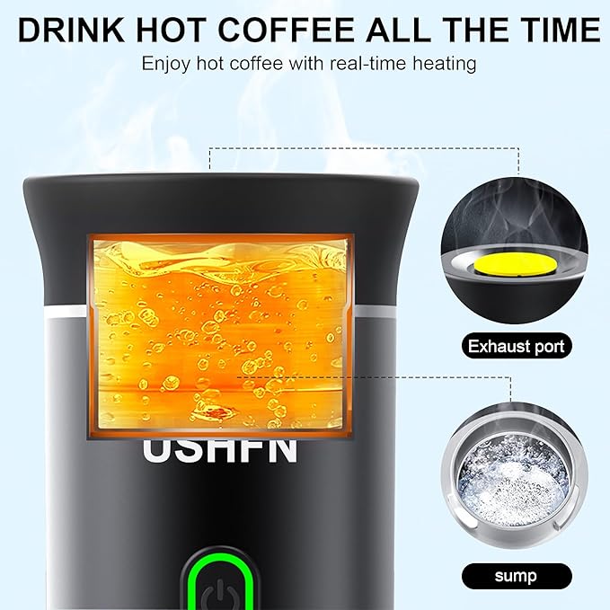 Portable Espresso Machine,4-5 Min Self-Heating Rechargeable Coffee Maker with Type-C,Compatible with NS, DG Capsule & Ground Coffee for Travel, Camping, Office(Black)