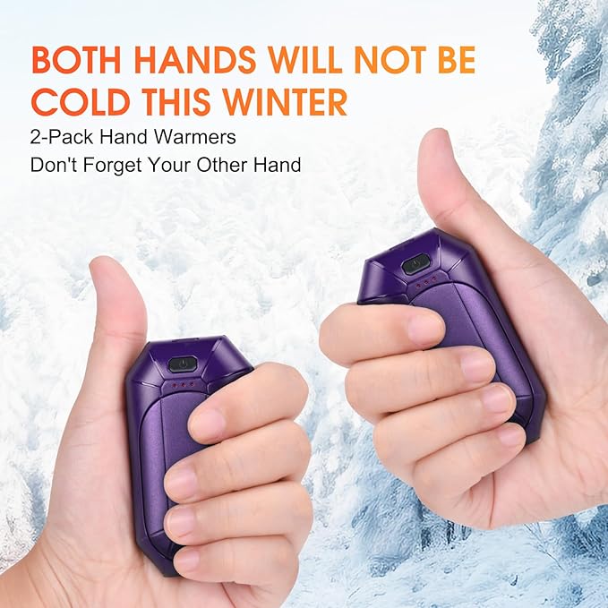 2 Pcs Mini Hand Warmer Rechargeable, 2000mAh*2 Portable Hand Warmer Reusable, 3 Levels Temperature Adjustable 2 in 1 Hand Warmer, Outdoor Indoor Warm Gift for Men Women Children