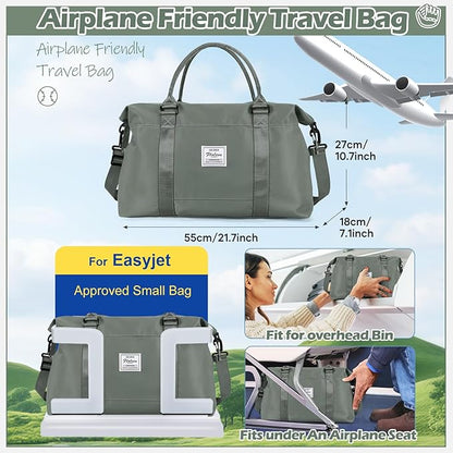 Travel Duffel Bag, Weekender Bags for Women, Overnight Gym Carry On Tote Bag with Wet Pocket, Hospital Mom Bag for Labor and Delivery - Green