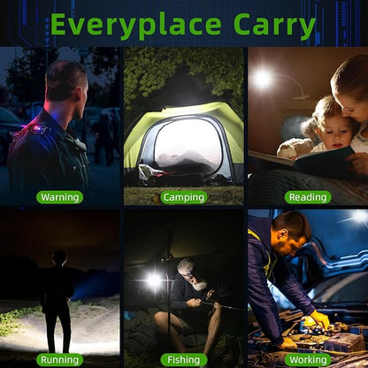 Clip on Flashlight, Rechargeable Mini EDC Keychain Flashlight, IP65 Waterproof, Side Tail Magnet, for Running/Camping/Fishing/Night Work, USB C Charging Warning Flash Light, Black