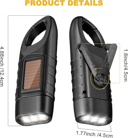4 Pack Hand Crank Solar Powered Flashlight Emergency Rechargeable Led Flashlight Survival Gear Self Powered Charging Torch for Fishing Boating Hiking Backpack Camping Safety Weather Emergency Pack