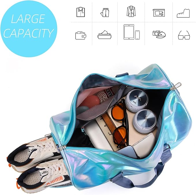 Yaopeing Gym Bag with Shoes Compartment,Sports Duffle Bag for Girls,Waterproof Travel Gym Tote Bags for Women,Blue