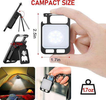 Mini Flashlight Keychain, 1000 Lumens Super Bright COB Keychain Light, 4 Modes USB C Pocket Flashlight with Blue Red lens, Small Magnetic Work Light with Folding Bracket for Night Walking Work