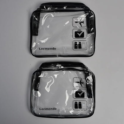 Lermende 2pcs Clear Toiletry Bag TSA Approved Travel Bag,Carry On for Travel,Airport Airline Accessories Compliant Bag,Quart Sized Makeup Cosmetic bag Women Men (Black, 2 Pack)