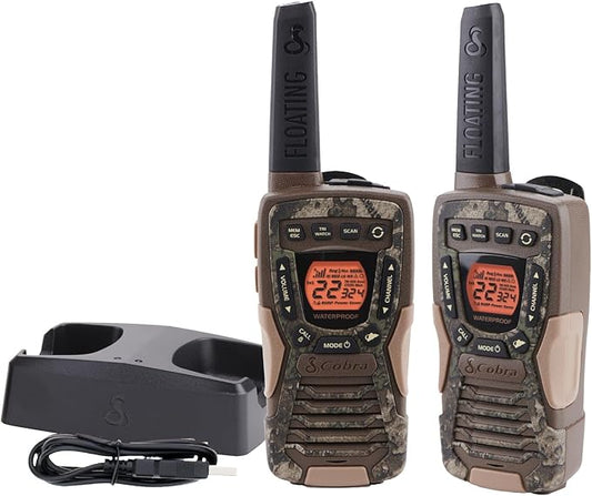 Cobra ACXT1035R FLT Waterproof Walkie Talkies - Rechargeable, Floats, 22 Channels, Long Range 37-Mile Two-Way Radio Set (2-Pack)