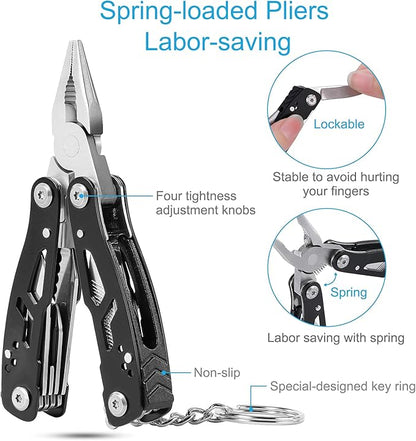 2PCS Bovgero Mini Multitool Pliers 15 in 1, Handmade Multi Tool Plier, Premium Keychain Multitool, Small Multi-tool, Birthday Fatherâ€™s Day Gift for Men Him Husband Boyfriend Father Handyman