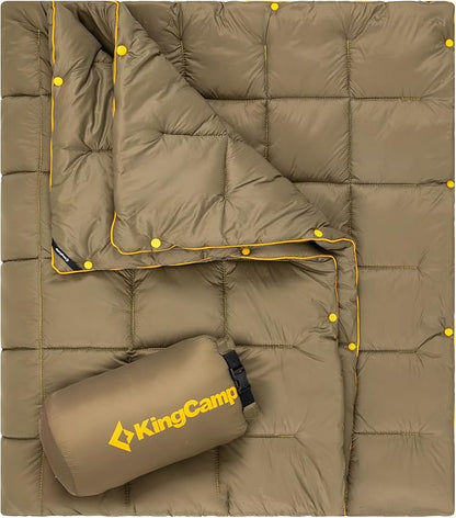 KingCamp Lightweight Camping Blanket - Multifunctional and Warm Quilt with Snap Button, Water Repellent, for Travel, Airplane, Hiking, Picnic