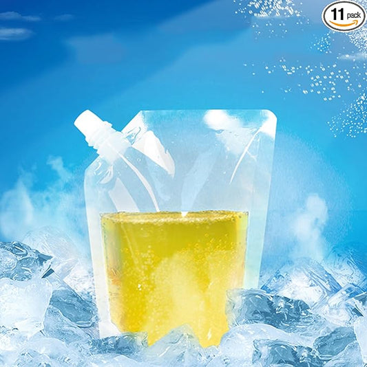 32oz Collapsible Emergency Water Container Bag BPA Food Grade Storage Jug No-Leak Freezable Odorless Drink Juice Pouches for Outdoor Sport Camping Hiking Backpack Plastic Flask(11Pack Big opening)
