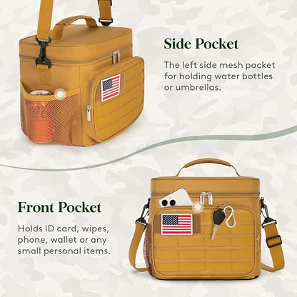 Lifewit Tactical Lunch Box for Men, Leakproof Insulated Large Lunch Cooler with MOLLE Webbing and Shoulder Straps, Heavy Duty Lunch Bag for Men Work Camping Picnic, 13L Brown