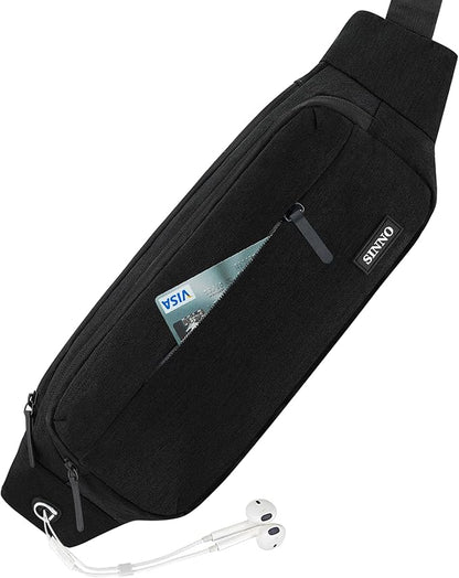 SINNO Large Crossbody Fanny Pack for Women Men Belt Bag With 4-Zipper Pockets for Travel Running Hiking Workout Dog Walking Outdoors Sport Fishing Waist Pack Bag Carrying All Phones