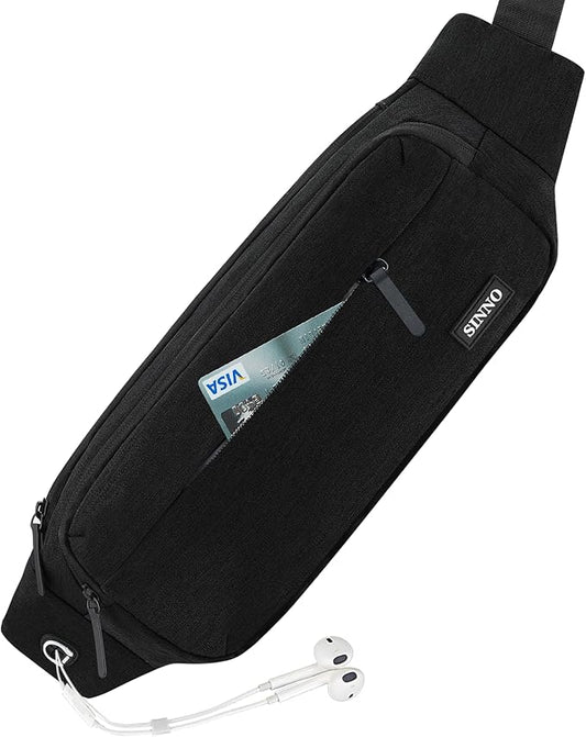 SINNO Large Crossbody Fanny Pack for Women Men Belt Bag With 4-Zipper Pockets for Travel Running Hiking Workout Dog Walking Outdoors Sport Fishing Waist Pack Bag Carrying All Phones