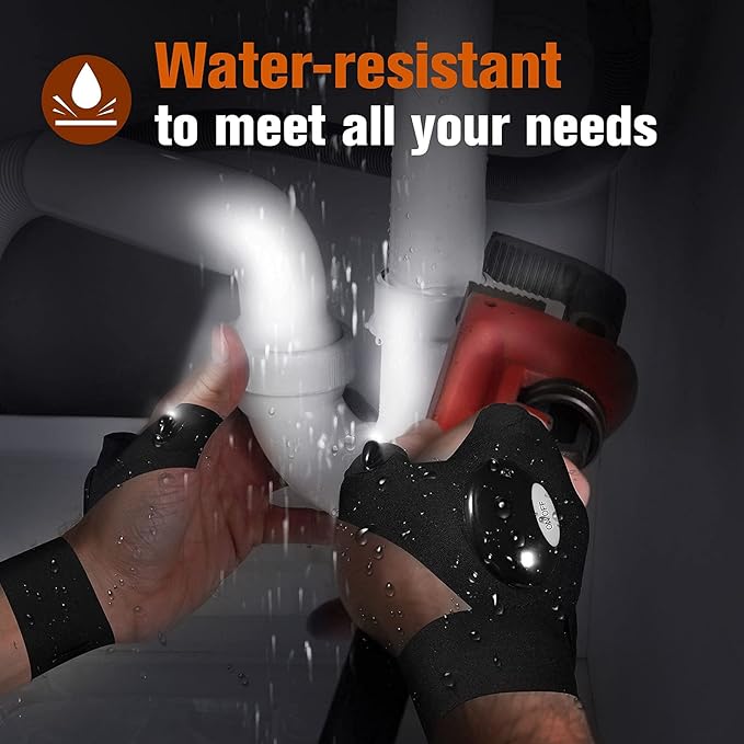 Jasee Led Flashlight Gloves, Gifts for Men Him Dad Husband, Cool Gadgets for Men Hands-Free Waterproof Gloves for Night Fishing, Running, Camping, Men Gifts for Birthday Father's Day