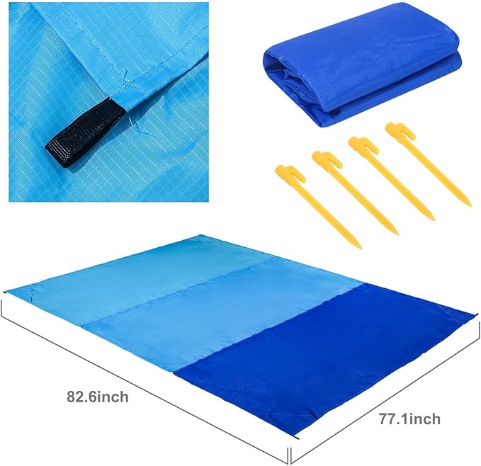 Beach Blanket Sandproof,Large Size 78"x82"Sand Free Outdoor Picnic Blankets Waterproof Lightweight sandproof Mat for 4-6 Adults Travel Party Sports Camping Hiking (red)
