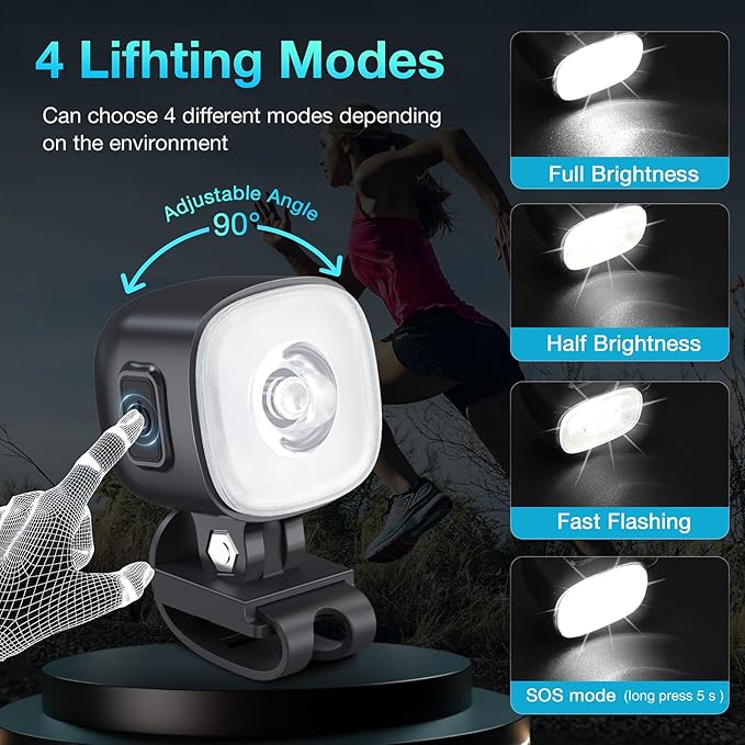 Croc Lights for Shoes Rechargeable, 2Pcs Adjustable and Waterproof Croc Headlights for Adult Shoes, 4 Light Modes, Croc Accessories are Great for Walking Dogs, Camping, and Giving Gifts