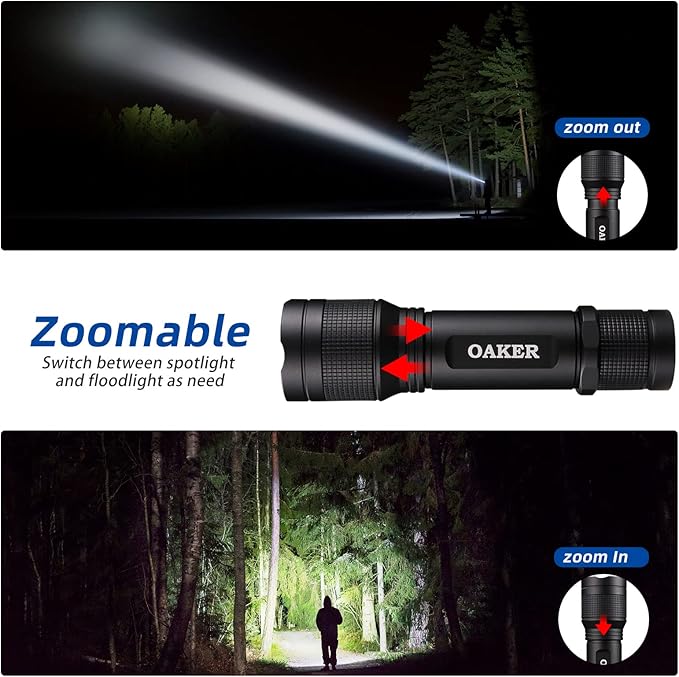 Oaker XF2013 USB-C Rechargeable Flashlight 2000 Lumens,5 Light Modes LED Flashlight, Waterproof Hand Light for Hiking Camping