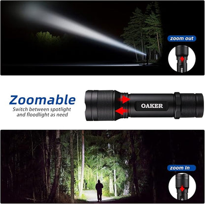 Oaker XF2013 USB-C Rechargeable Flashlight 2000 Lumens,5 Light Modes LED Flashlight, Waterproof Hand Light for Hiking Camping