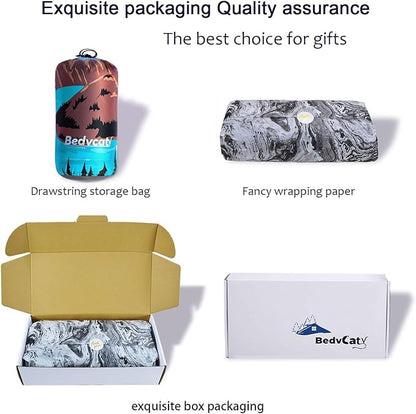 Camping Blanket, Puffy Waterproof Travel Blanket, Picnic Blanket, for Outdoors, Travel. (Lake, 69"x 53")