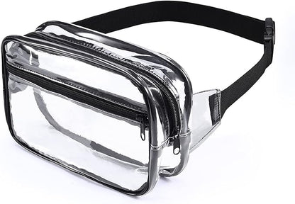 ORIA Clear Fanny Pack, Stadium Approved Waist Pack for Women Men, Waterproof Clear Waist Bag, Transparent Adjustable Belt Bag for Sports, Travel, Beach