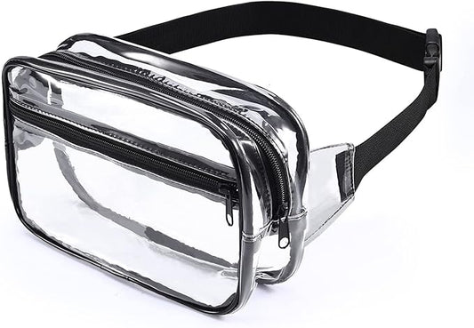 ORIA Clear Fanny Pack, Stadium Approved Waist Pack for Women Men, Waterproof Clear Waist Bag, Transparent Adjustable Belt Bag for Sports, Travel, Beach