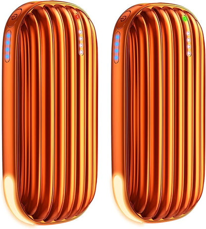 Hand Warmers Rechargeable - 14000mAh Rechargeable Hand Warmers 2 Pack, 15Hrs Warmth Heat Up to 131℉ with LED Light, USB Electric Heated Hand Warmers Reusable Power Bank for Golf, Raynauds, Camping