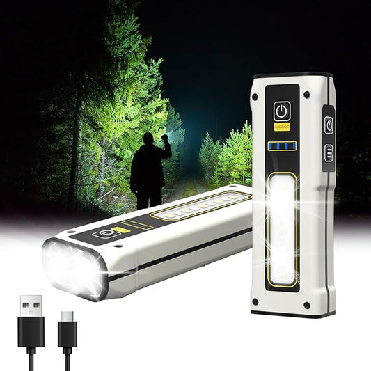 LED Rechargeable Work Light 1500 Lumens with Magnetic Base - Aluminum Shell Portable Flashlight for Mechanics Car Repair, Emergency - 4 Modes Flood Light+Spot Light - IPX4 Waterproof Long Battery Life
