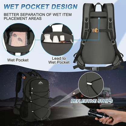 BKNOOU 40L Lightweight Hiking Backpack Packable Camping Backpack Waterproof Hiking Daypack Men Women Foldable Travel Daypack