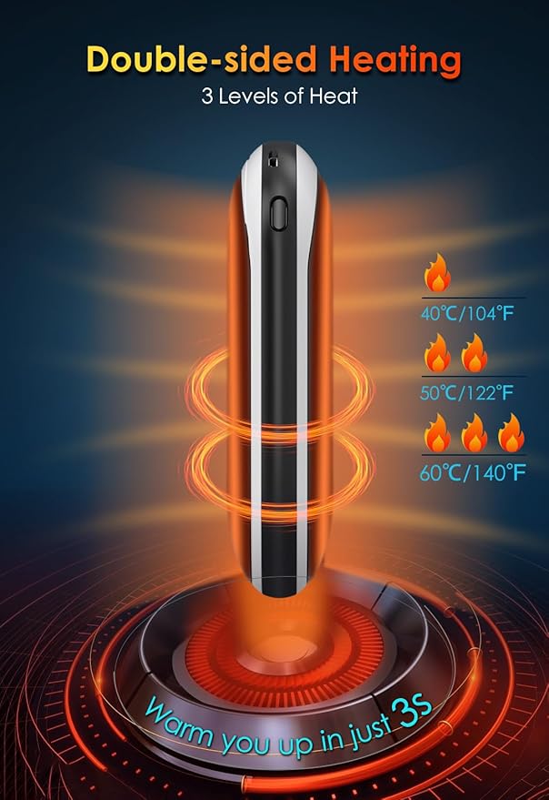 Hand Warmers Rechargeable, 10000mAh Electric Hand Warmer, Reusable Portable Pocket USB Handwarmers with 15 Hours Double-Sided Heating for Women Men Outdoor Camping Skiing