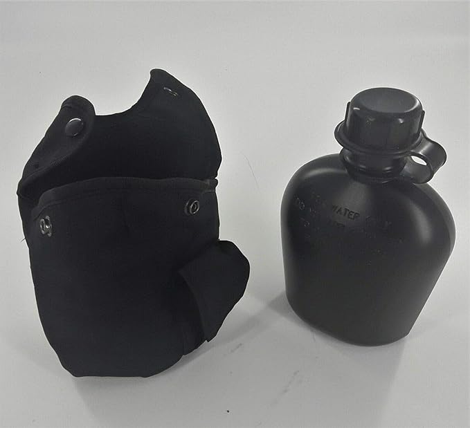 1Qt. Military Field Canteen with Pile Lined Case Holder for Camping, Hiking, Trekking, School