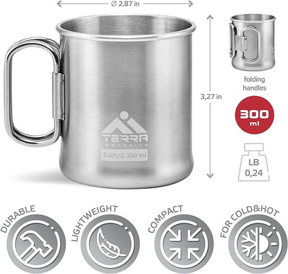 Stainless Steel Camping Mug - Lightweight & Durable Backpacking Cup - BPA-Free Camping Cups Metal for Outdoor Adventures (10 oz)