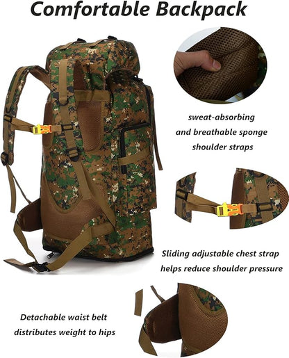 100L Hiking Camping Backpack Tactical Backpack for Men and Women Large Survival Hunting Waterproof Backpack Molle Rucksack Military Camping Backpacking Daypack''