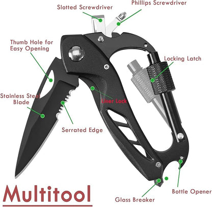 Multitool with Serrated Edge Knife,Edc Tool with Bottle Opener, Window Breaker and Screwdriver,Survival Gear for Outdoor Camping Hiking