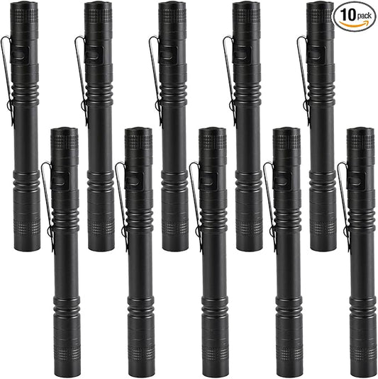 10 Pieces Mini Small LED Flashlight Handheld Pen Light Flashlights with Clip Led Pen Pocket Light Torch for Camping Outdoor Home