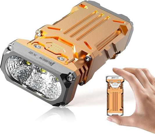 WUBEN X2 1,800 High Lumens Outdoor Pocket Flashlight 90+ High CRI, 175° Floodlighting Mini Rechargeable Flashlight for EDC, Camping, Night Walk, Emergency with 6 Light Modes(Copper)
