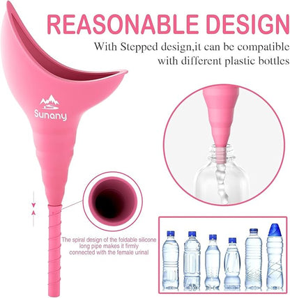 Female Urination Device, Reusable Female Urinal Silicone Women Pee Funnel Allows Women to Pee Standing Up, Portable Womens Urinal is The Perfect Companion for Camping,Outdoor,Travel